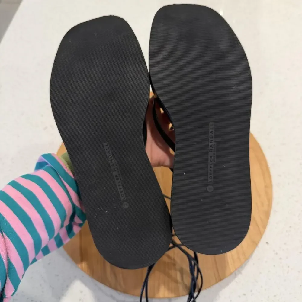 Loeffler Randall Sandals 9.5 Beau Black Strappy Platform Lace Up Square Toe Cute